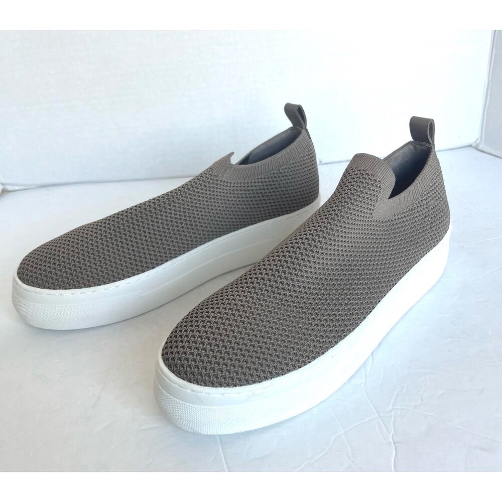 NWT Deltan The Carter Taupe White Stretch Knit Platform Preppy Sneaker Shoes 9.5